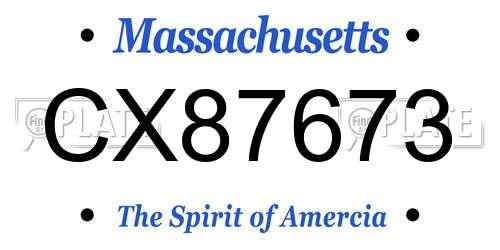 CX87673 Massachusetts License Plate
