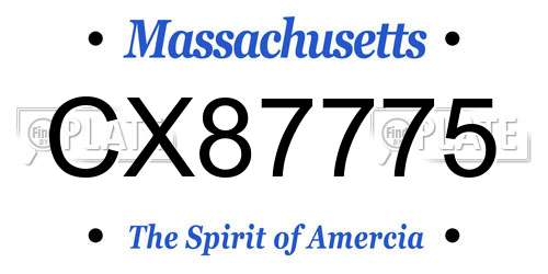 CX87775 Massachusetts License Plate