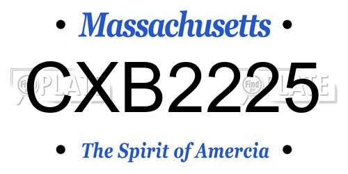 CXB2225 Massachusetts License Plate