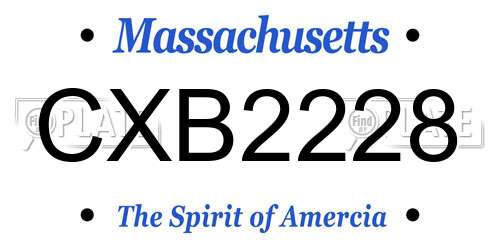 CXB2228 Massachusetts License Plate