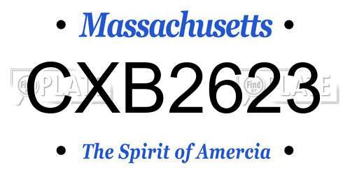 CXB2623 Massachusetts License Plate