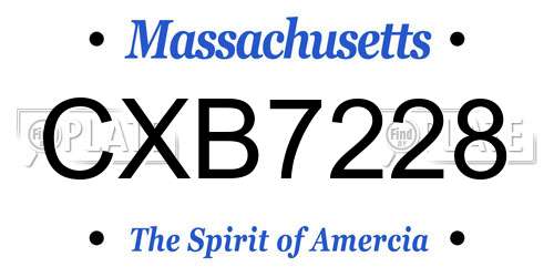 CXB7228 Massachusetts License Plate