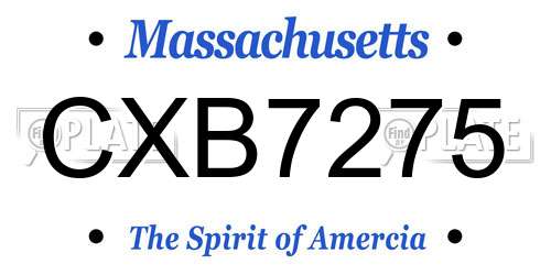 CXB7275 Massachusetts License Plate