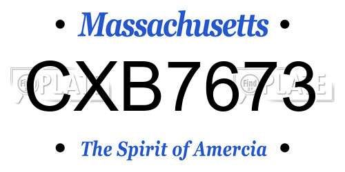 CXB7673 Massachusetts License Plate