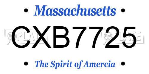 CXB7725 Massachusetts License Plate
