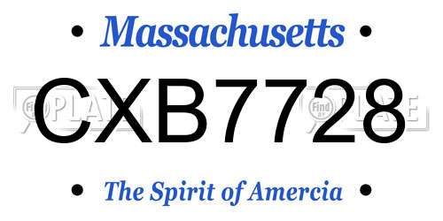 CXB7728 Massachusetts License Plate