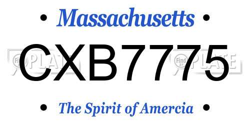 CXB7775 Massachusetts License Plate