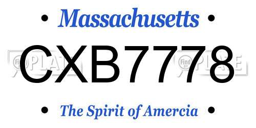 CXB7778 Massachusetts License Plate