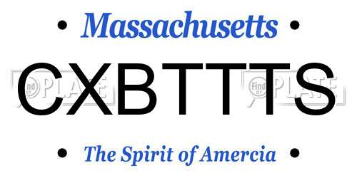 CXBTTTS Massachusetts License Plate