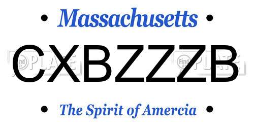 CXBZZZB Massachusetts License Plate