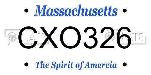 CXO326 Massachusetts License Plate