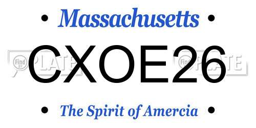 CXOE26 Massachusetts License Plate