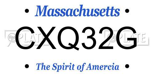 CXQ32G Massachusetts License Plate