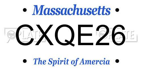 CXQE26 Massachusetts License Plate
