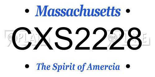 CXS2228 Massachusetts License Plate