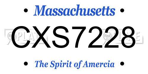 CXS7228 Massachusetts License Plate