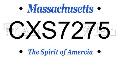 CXS7275 Massachusetts License Plate