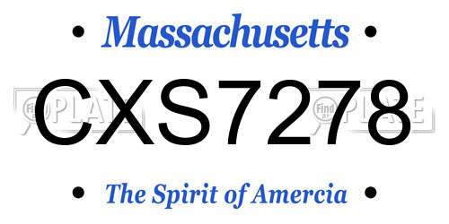 CXS7278 Massachusetts License Plate