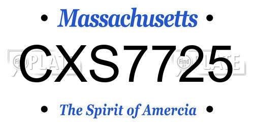 CXS7725 Massachusetts License Plate