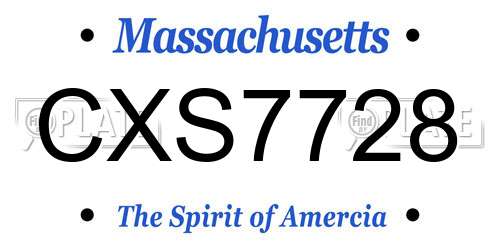 CXS7728 Massachusetts License Plate