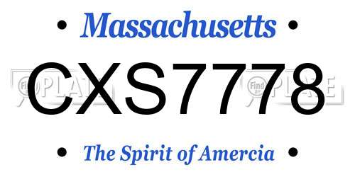 CXS7778 Massachusetts License Plate