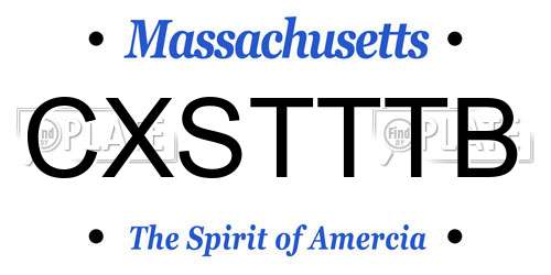 CXSTTTB Massachusetts License Plate