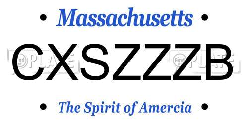 CXSZZZB Massachusetts License Plate