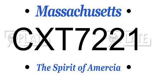 CXT7221 Massachusetts License Plate