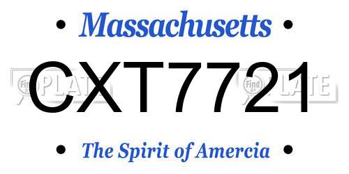 CXT7721 Massachusetts License Plate