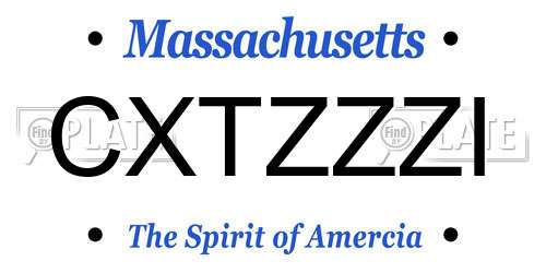CXTZZZI Massachusetts License Plate