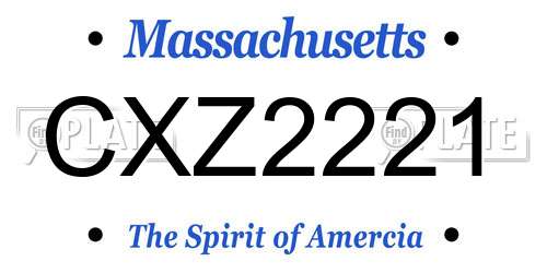 CXZ2221 Massachusetts License Plate