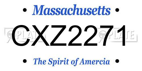 CXZ2271 Massachusetts License Plate