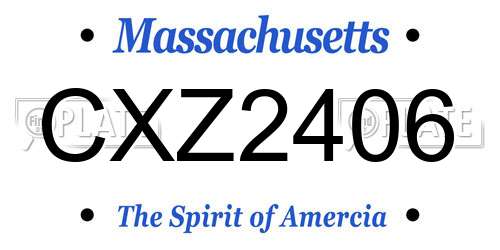 CXZ2406 Massachusetts License Plate