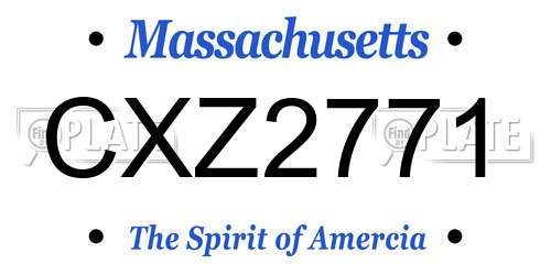 CXZ2771 Massachusetts License Plate
