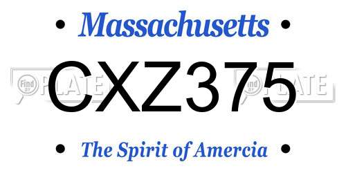 CXZ375 Massachusetts License Plate
