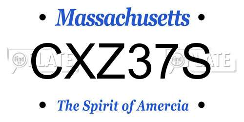 CXZ37S Massachusetts License Plate