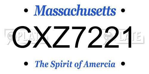 CXZ7221 Massachusetts License Plate