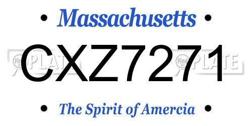 CXZ7271 Massachusetts License Plate