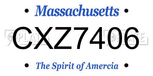 CXZ7406 Massachusetts License Plate