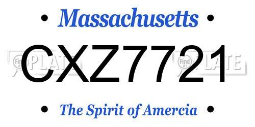 CXZ7721 Massachusetts License Plate