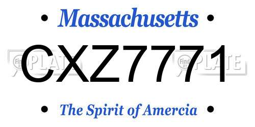 CXZ7771 Massachusetts License Plate