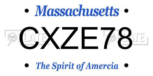 CXZE78 Massachusetts License Plate