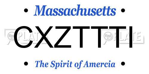 CXZTTTI Massachusetts License Plate