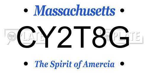 CY2T8G Massachusetts License Plate