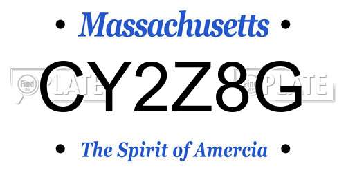 CY2Z8G Massachusetts License Plate