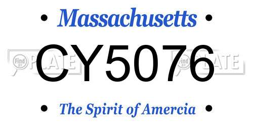 CY5076 Massachusetts License Plate