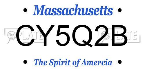 CY5Q2B Massachusetts License Plate