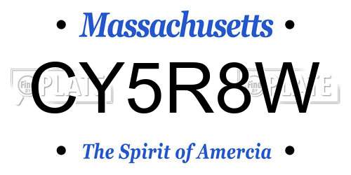 CY5R8W Massachusetts License Plate
