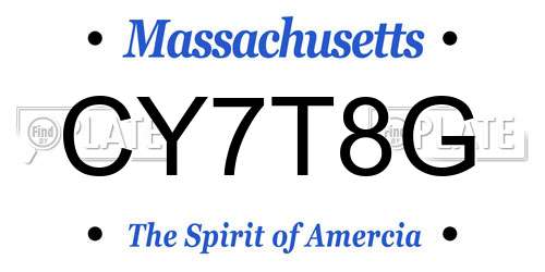 CY7T8G Massachusetts License Plate