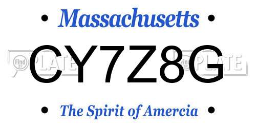 CY7Z8G Massachusetts License Plate
